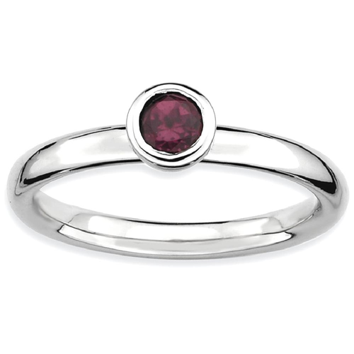 IceCarats 925 Sterling Silver Low 4mm Round Rhodolite Red Garnet Band Ring Size 8.00 Stone Stackable Gemstone Birthstone June