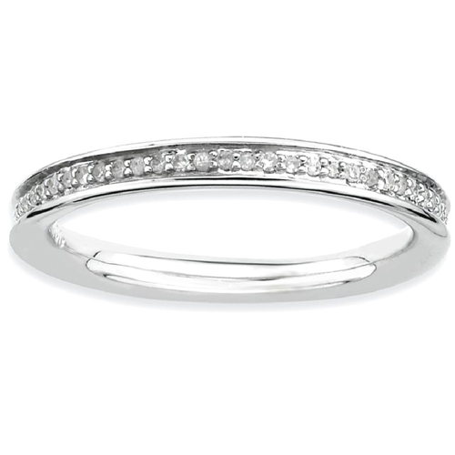 IceCarats 925 Sterling Silver Diamonds Band Ring Size 5.00 Stackable Classic