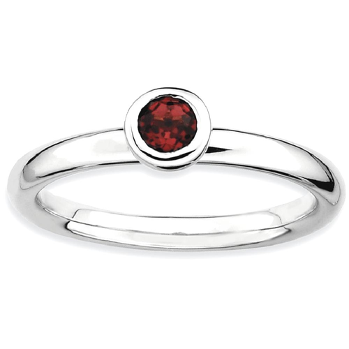 IceCarats 925 Sterling Silver Low 4mm Round Red Garnet Band Ring Size 10.00 Stone Stackable Gemstone Birthstone January