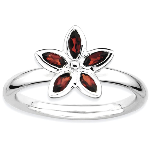 IceCarats 925 Sterling Silver Red Garnet Flower Band Ring Size 5.00 Stone Stackable Gemstone Birthstone January