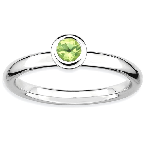 IceCarats 925 Sterling Silver Low 4mm Round Green Peridot Band Ring Size 6.00 Stone Stackable Gemstone Birthstone August