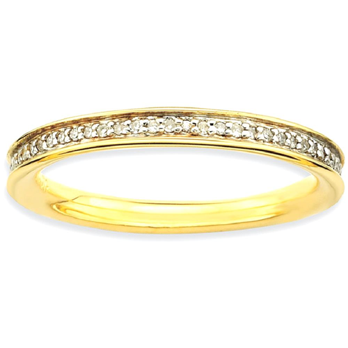 IceCarats 925 Sterling Silver Diamonds Gold Plated Band Ring Size 5.00 Stackable Classic