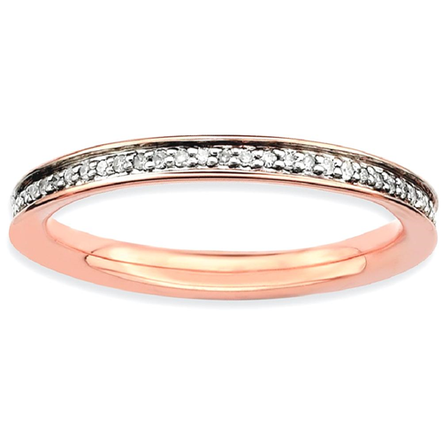 IceCarats 925 Sterling Silver Diamonds Pink Plated Band Ring Size 10.00 Stackable Classic