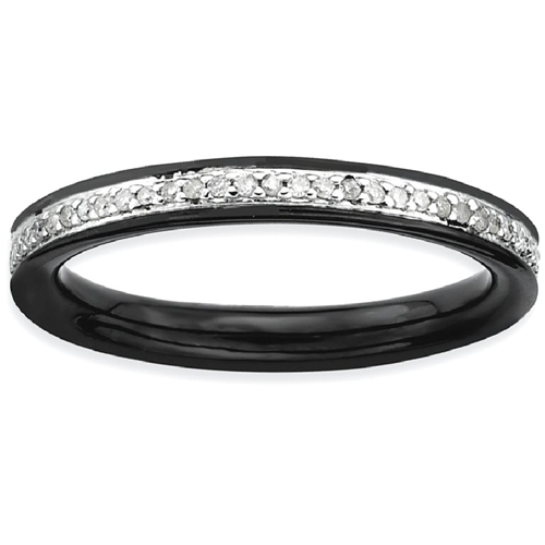 IceCarats 925 Sterling Silver Diamonds Black Plated Band Ring Size 5.00 Stackable Classic