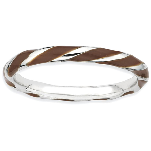 IceCarats 925 Sterling Silver Twisted Brown Enameled Band Ring Size 6.00 Stackable Ed