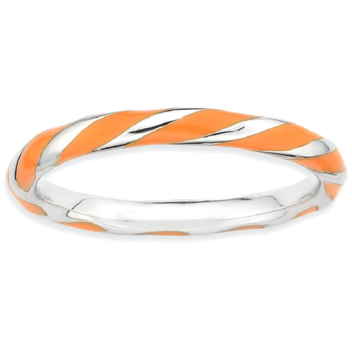 IceCarats 925 Sterling Silver Twisted Orange Enameled Band Ring Size 8.00 Stackable Ed