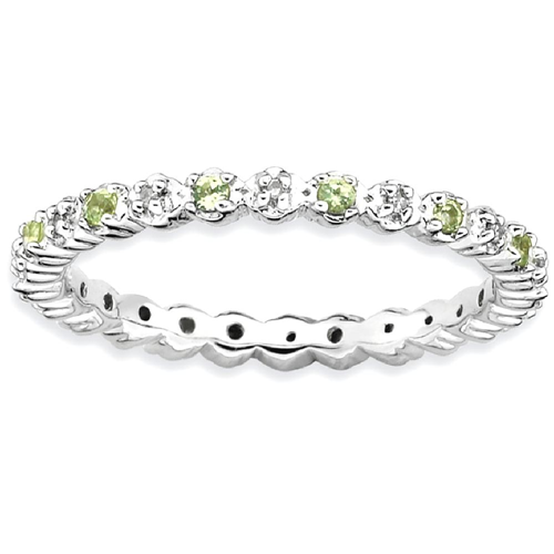 IceCarats 925 Sterling Silver Green Peridot Diamond Band Ring Size 5.00 Stone Stackable Gemstone Birthstone August