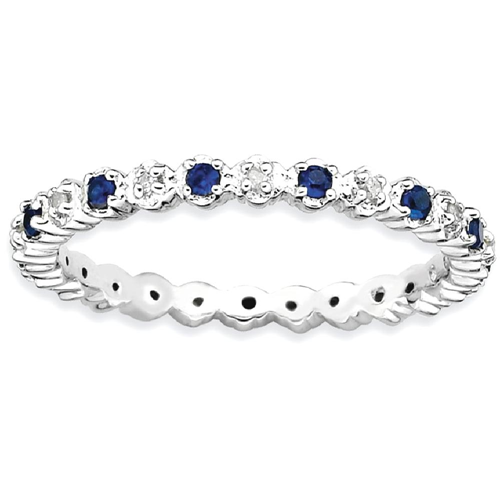 IceCarats 925 Sterling Silver Created Sapphire Diamond Band Ring Size 5.00 Stone Stackable Gemstone Birthstone September