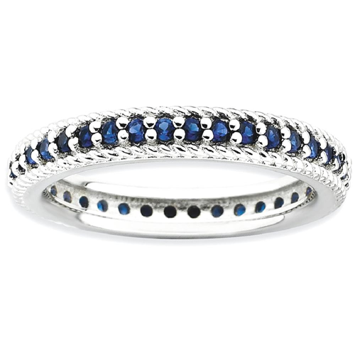 IceCarats 925 Sterling Silver Created Sapphire Eternity Band Ring Size 7.00 Stackable Gemstone Birthstone September