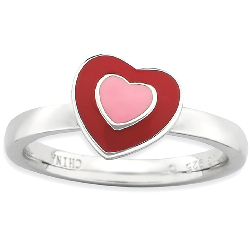 IceCarats 925 Sterling Silver Enameled Hearts Band Ring Size 6.00 Love Stackable