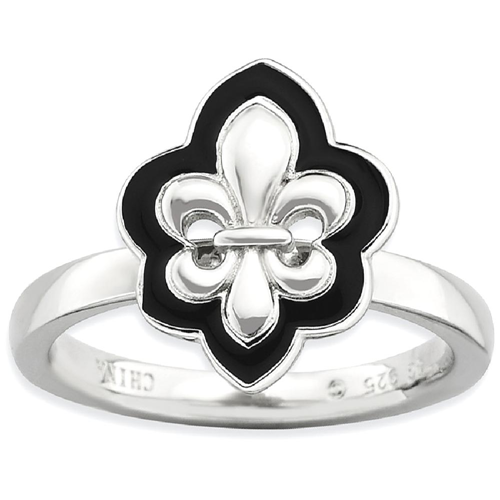 IceCarats 925 Sterling Silver Enameled Fleur De Lis Band Ring Size 9.00 Stackable