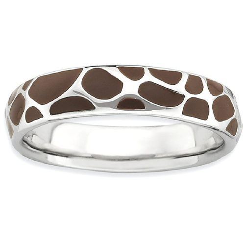 IceCarats 925 Sterling Silver Enameled Animal Print Band Ring Size 5.00 Stackable