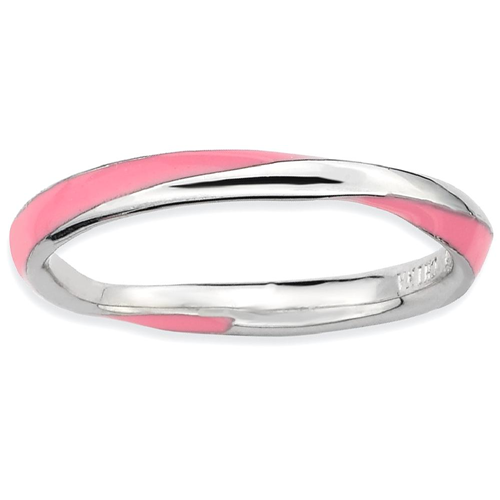 IceCarats 925 Sterling Silver Twisted Pink Enameled Band Ring Size 5.00 Stackable Ed