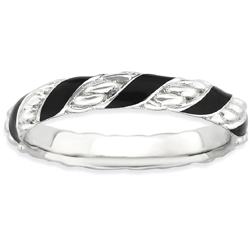 IceCarats 925 Sterling Silver Black Enameled Band Ring Size 5.00 Stackable Ed