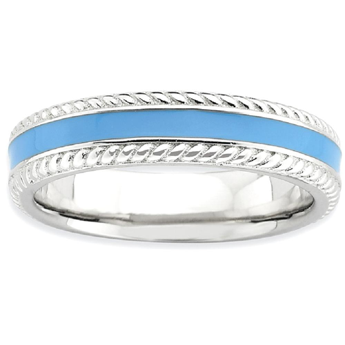 IceCarats 925 Sterling Silver Blue Enameled Band Ring Size 5.00 Stackable Ed