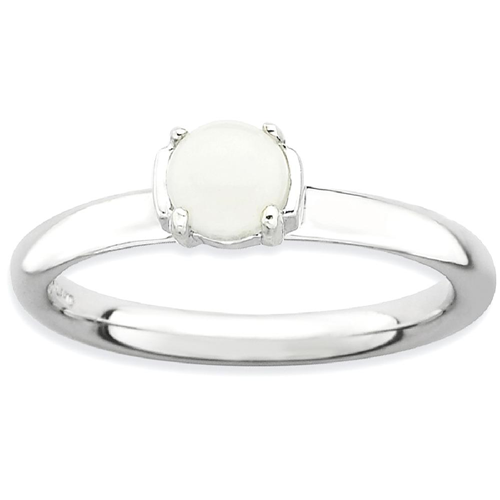 IceCarats 925 Sterling Silver White Agate Band Ring Size 6.00 Stone Stackable Gemstone Natural Quartz