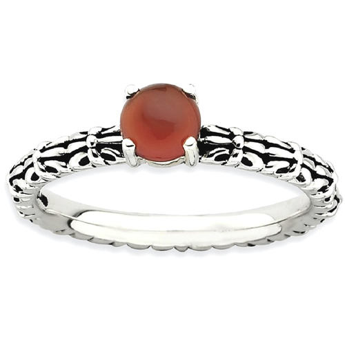 IceCarats 925 Sterling Silver Red Agate Band Ring Size 7.00 Stone Stackable Gemstone