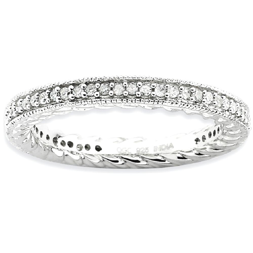 IceCarats 925 Sterling Silver Diamond Band Ring Size 7.00 Stackable Fancy