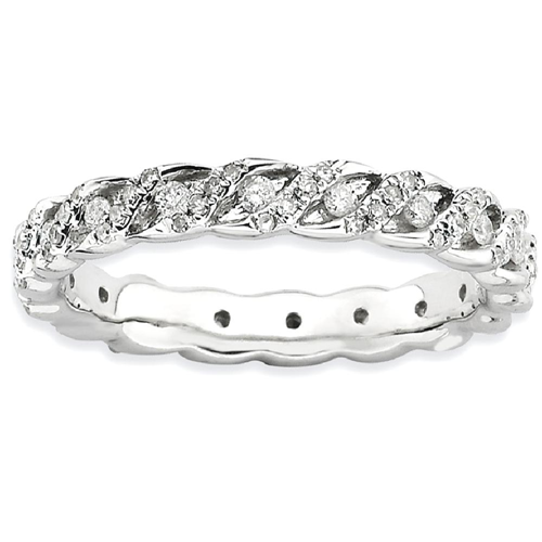 IceCarats 925 Sterling Silver Diamond Band Ring Size 6.00 Stackable Fancy