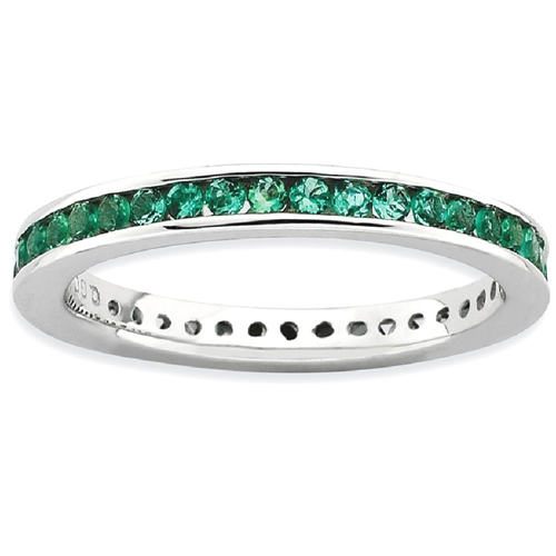IceCarats 925 Sterling Silver Created Green Emerald Band Ring Size 8.00 Stone Stackable Gemstone Birthstone May