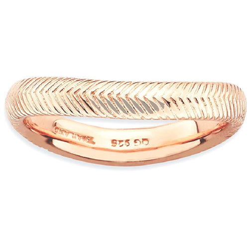 IceCarats 925 Sterling Silver Pink Plate Wave Band Ring Size 10.00 Stackable Curved