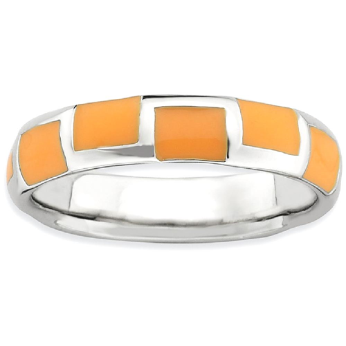 IceCarats 925 Sterling Silver Orange Enameled Band Ring Size 10.00 Stackable Ed