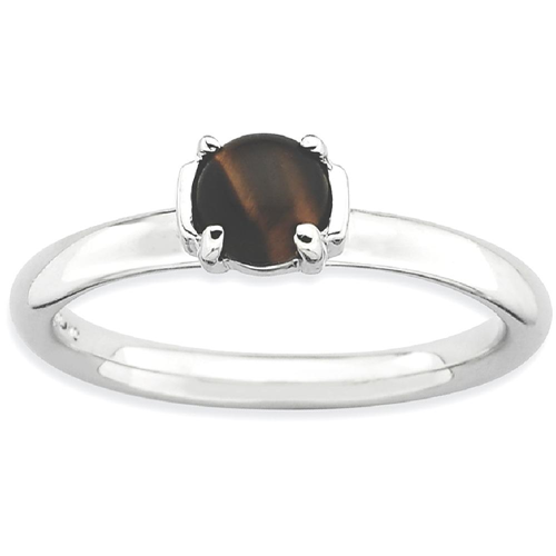 IceCarats 925 Sterling Silver Tigers Eye Band Ring Size 6.00 Stackable Gemstone Natural Stone Tiger