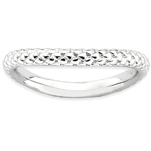 IceCarats 925 Sterling Silver Plate Wave Band Ring Size 7.00 Stackable Curved