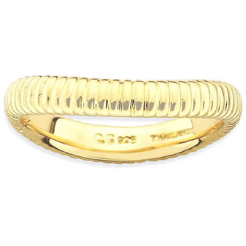 IceCarats 925 Sterling Silver Gold Plate Wave Band Ring Size 8.00 Stackable Curved