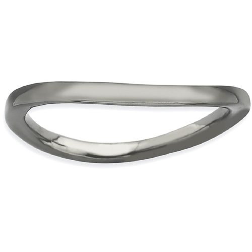 IceCarats 925 Sterling Silver Black Plate Wave Band Ring Size 7.00 Stackable Curved