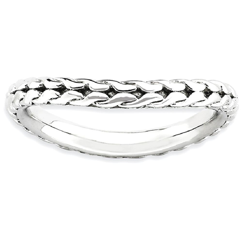 IceCarats 925 Sterling Silver Plate Wave Band Ring Size 10.00 Stackable Curved