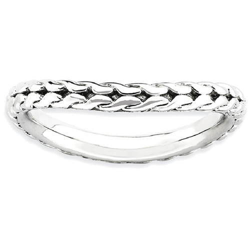 IceCarats 925 Sterling Silver Plate Wave Band Ring Size 5.00 Stackable Curved