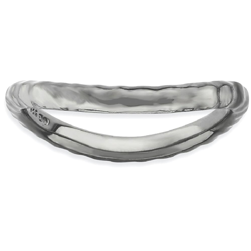 IceCarats 925 Sterling Silver Black Plate Wave Band Ring Size 6.00 Stackable Curved