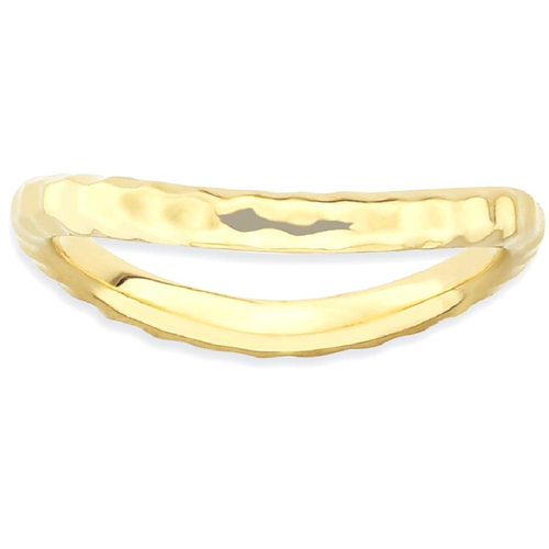 IceCarats 925 Sterling Silver Gold Plate Wave Band Ring Size 7.00 Stackable Curved
