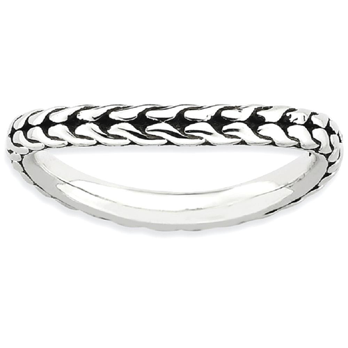 IceCarats 925 Sterling Silver Wave Band Ring Size 5.00 Stackable Curved