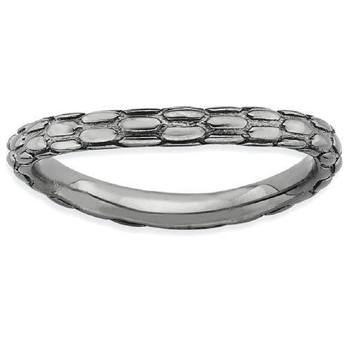 IceCarats 925 Sterling Silver Black Plate Wave Band Ring Size 10.00 Stackable Curved