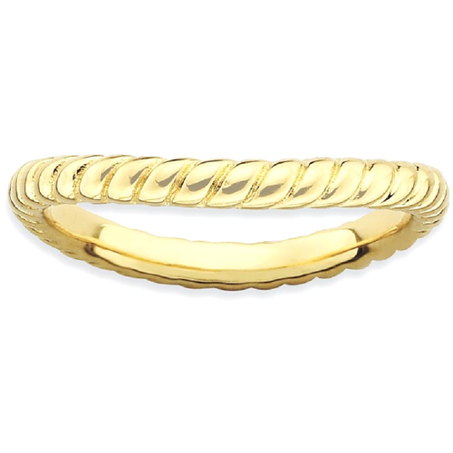 IceCarats 925 Sterling Silver Gold Plate Wave Band Ring Size 6.00 Stackable Curved