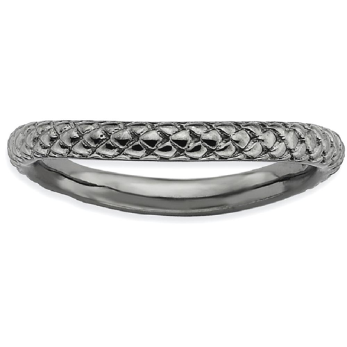 IceCarats – anneau ondulé noir en argent sterling 925 taille 5.00, taille, incurvé empilable