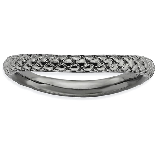 IceCarats – anneau ondulé noir en argent sterling 925 taille 9.00, taille, incurvé empilable