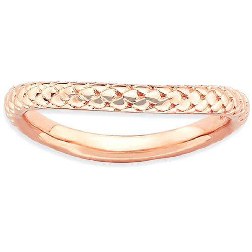 IceCarats 925 Sterling Silver Pink Plate Wave Band Ring Size 6.00 Stackable Curved