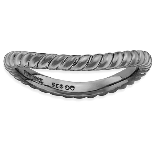IceCarats 925 Sterling Silver Black Plate Wave Band Ring Size 8.00 Stackable Curved