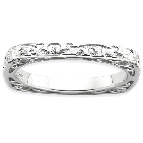 IceCarats 925 Sterling Silver Plate Square Band Ring Size 8.00 Stackable