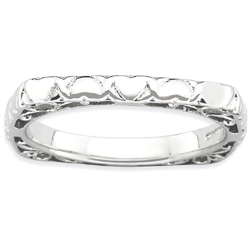 IceCarats 925 Sterling Silver Plate Square Band Ring Size 7.00 Stackable
