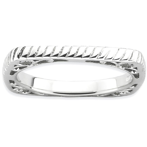IceCarats 925 Sterling Silver Plate Square Band Ring Size 6.00 Stackable