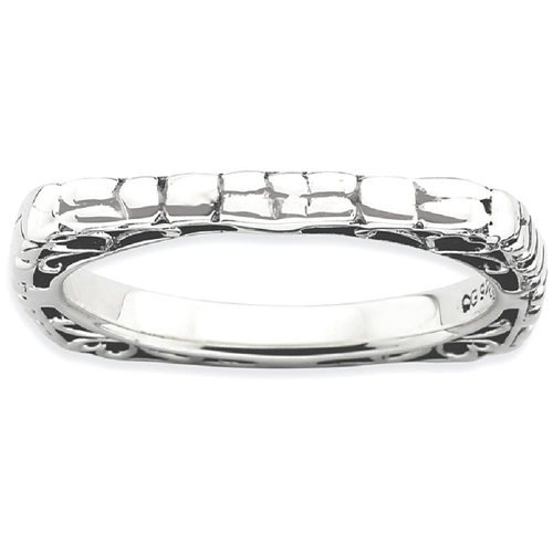 IceCarats 925 Sterling Silver Square Band Ring Size 6.00 Stackable