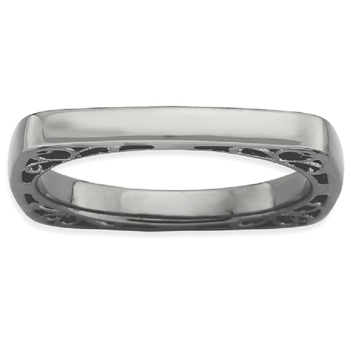 IceCarats 925 Sterling Silver Black Plate Square Band Ring Size 5.00 Stackable