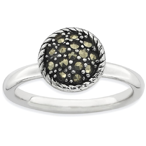 IceCarats 925 Sterling Silver Marcasite Band Ring Size 5.00 Stackable Gemstone