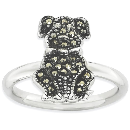 IceCarats 925 Sterling Silver Marcasite Dog Band Ring Size 10.00 Stackable Gemstone