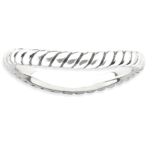IceCarats 925 Sterling Silver Wave Band Ring Size 5.00 Stackable Curved