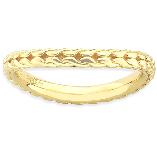 IceCarats 925 Sterling Silver Gold Plated Wave Band Ring Size 10.00 Stackable Curved